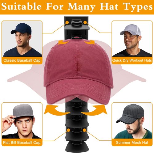 Hat Rack Organizer by [Brand Name] - Holds Up to 20 Baseball Caps | Wall-Mounted or Door-Mounted, Black