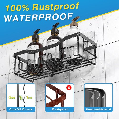 EUDELE Shower Caddy - 5 Pack Rustproof Stainless Steel Organizers | No Drilling, Large Capacity for Bathroom Storage