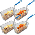 Umigy 4 Pcs Deep Fryer Basket 13 1/4" x 6 1/2" x 6" with Non-slip Handle Heavy Duty Plated Iron Construction Front Hooks Non-slip Handle for Restaurant Kitchen Chip Fish Commercial Fryer Basket
