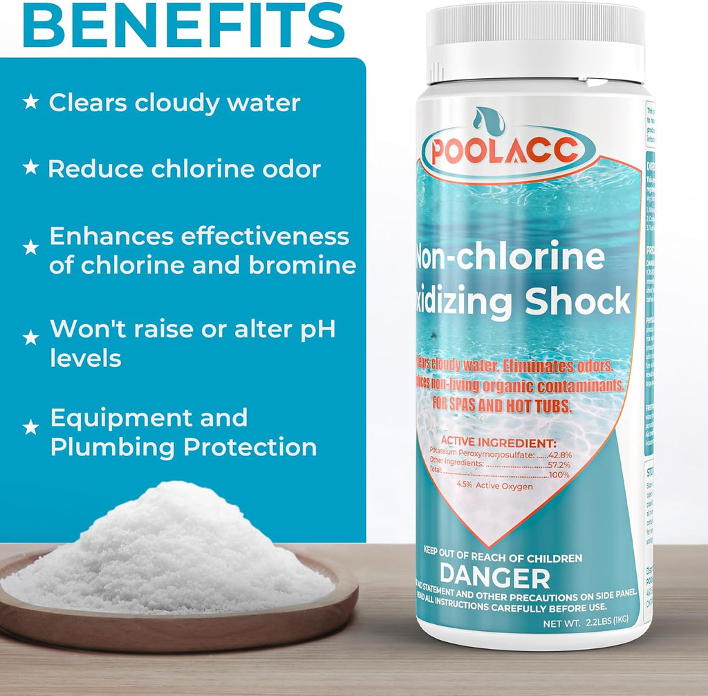 Non-Chlorine Spa Shock Oxidizer Cleaner by [Brand Name] - 2.2 LB | Quick Dissolving, Chlorine-Free Water Care for Hot Tubs & Pools