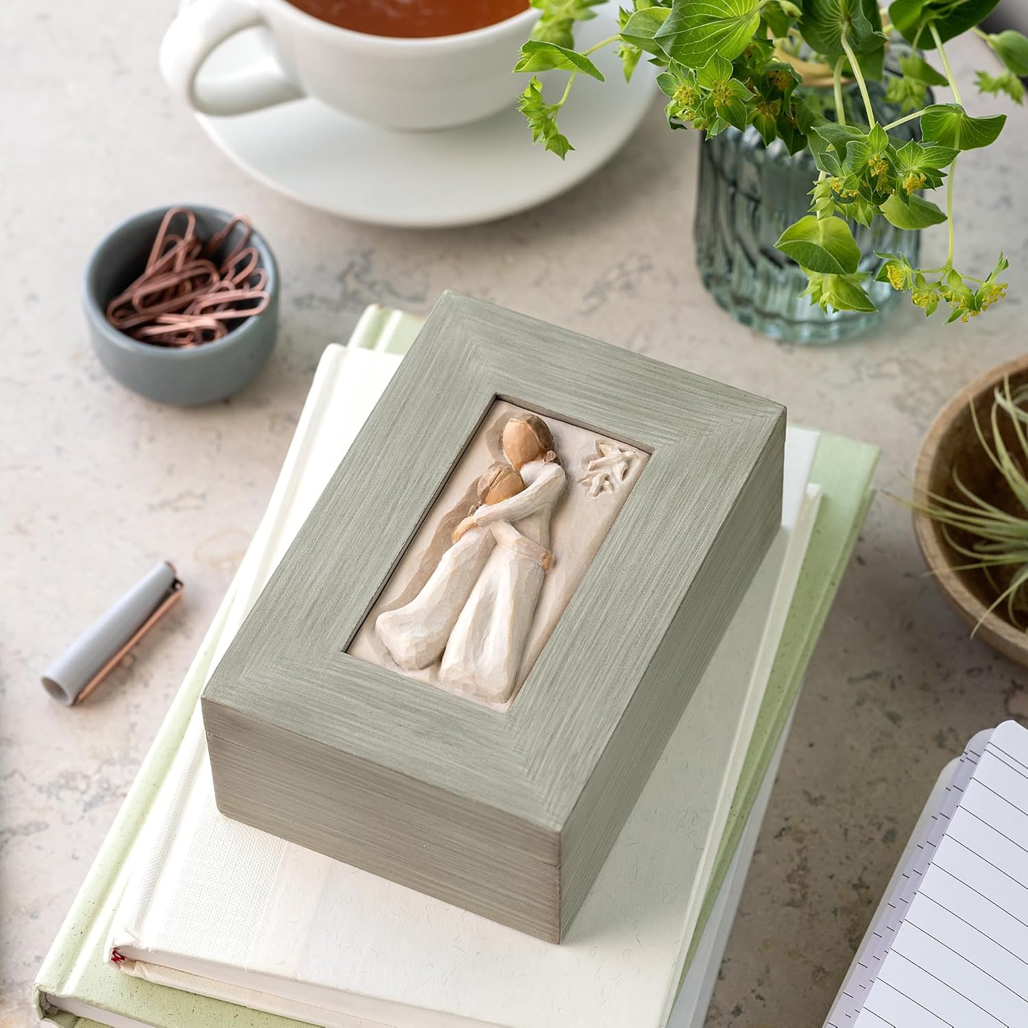 Willow Tree Memory Box - Mother and Daughter Sculpture with Jewelry Holder | Hand-Painted Keepsake Box