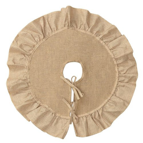 Sofevaim Mini Burlap Tree Skirt 24 Inch, Small Burlap Tree Skirt with Ruffle, Boho Christmas Tree Skirt for Pencil Tree Western Christmas Farmhouse Decorations