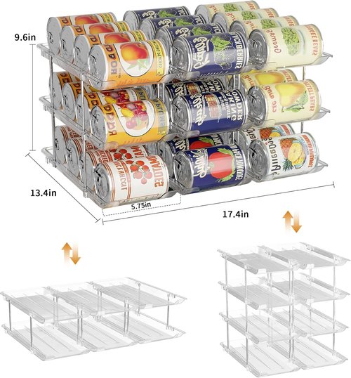 LXLXXL Can Organizer - Automatic Rolling Storage Rack for Pantry | Holds Up to 36 Cans, Clear Design