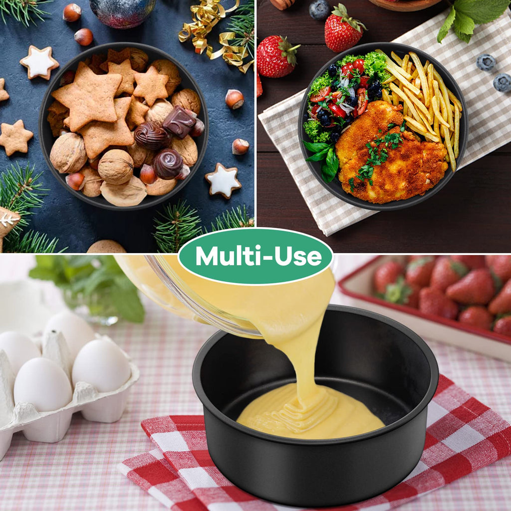 TeamFar 4 Inch Cake Pan, Mini Round Baking Layer Cake Pan Set of 4, with Non-Stick Coating Stainless Steel Core for Birthday, Party, Wedding, Healthy & Heatproof, Release Easily & Easy Clean