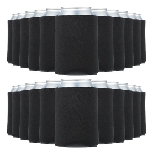 PATIKIL Blank Beer Can Cooler Sleeves, 200Pcs Plain Bulk Collapsible Bottle Sleeve Insulated Foam Can Cover for 10oz Bottle Can Wedding Party Events HTV Sublimation, Black