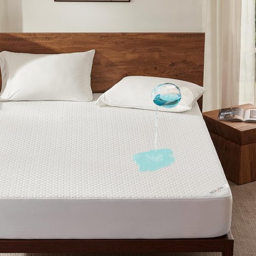 BEDLORE Waterproof Mattress Protector - Noiseless Cover with Stretchable Pockets for 6-15 Inch Mattresses | Soft & Breathable (White)