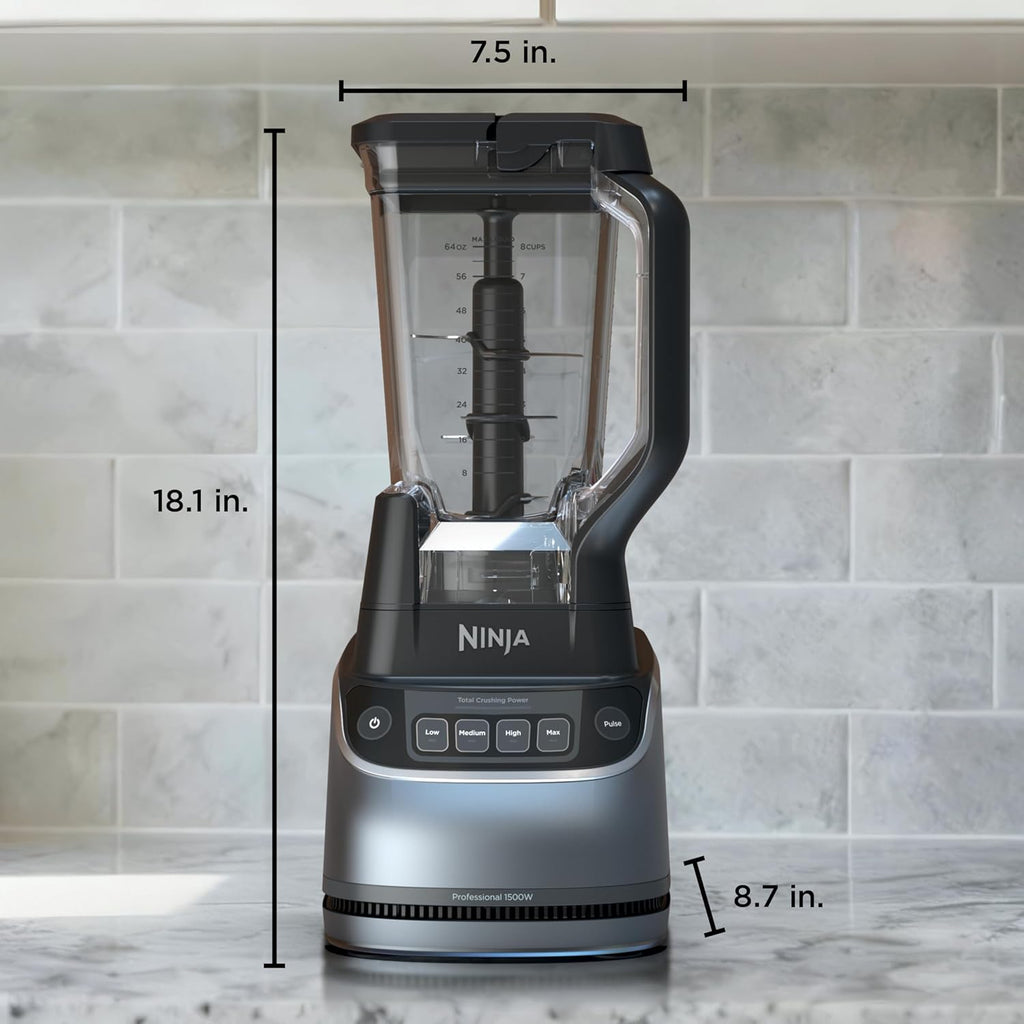 Ninja UltraCrush Professional Kitchen System - 1500W Blender & Food Processor | 72oz Capacity, Silver | Total Crushing Technology for Smoothies & Chopping