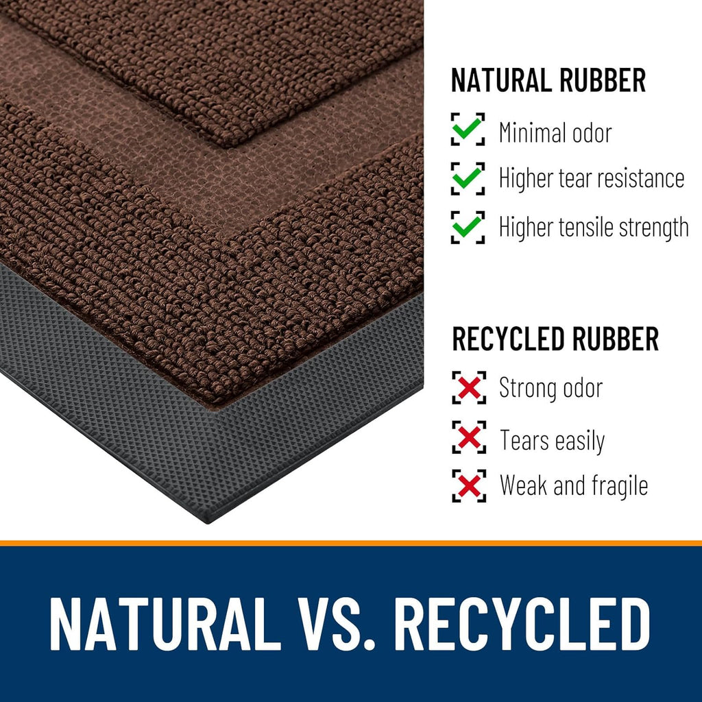 OLANLY Waterproof Front Door Mat - All-Season Indoor/Outdoor Doormat | Sturdy Natural Rubber, 33x21, Chocolate Brown