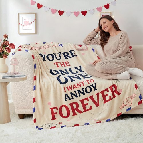 OurWarm Anniversary Couple Gifts for Women, Soft Fleece Throw Blanket 50x60 in, Birthday Wedding Romantic Gifts for Wife Husband Girlfriend Boyfriend, I Love You Present Gift for Him Her
