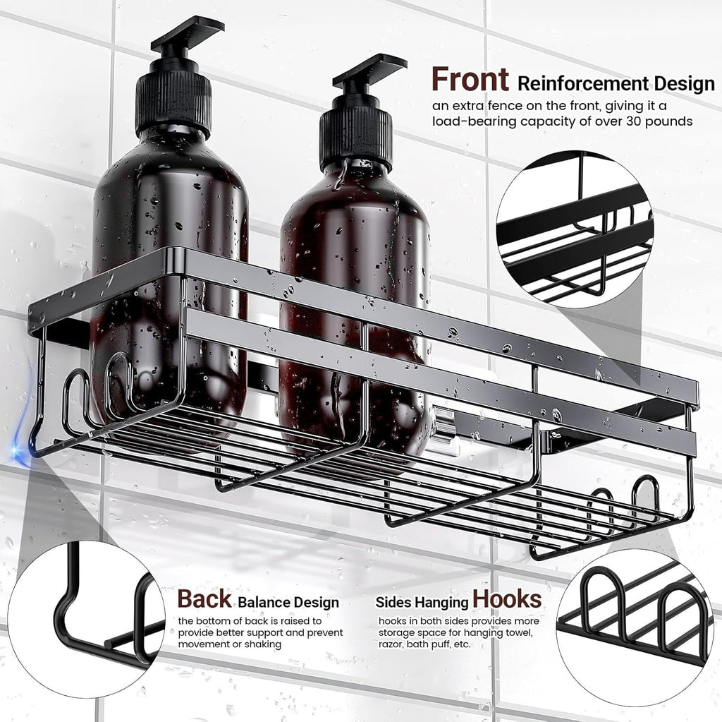WOWBOX Shower Caddies - 2 Pack Adhesive Hanging Shelves | No-Drill Stainless Bathroom Organizers