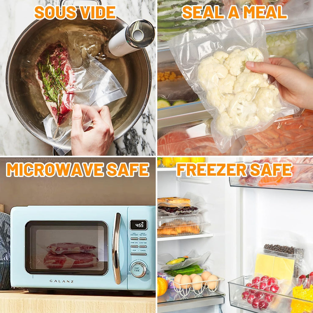 Skiennix Vacuum Sealer Bags - BPA Free Heavy Duty 6 x 10 Inch Food Storage Bags | 200 Pint Capacity