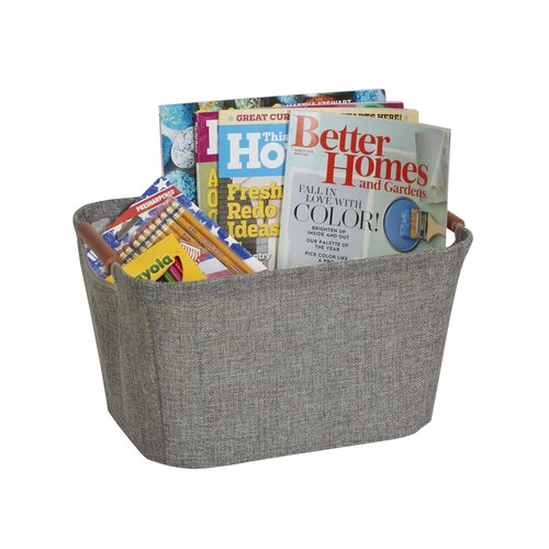 Household Essentials Small Tapered Storage Bin with Wood Handles