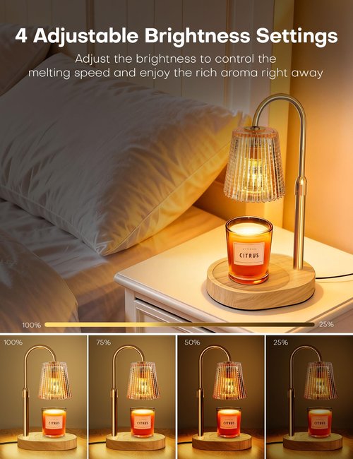 YCCZSZO Candle Warmer Lamp with Timer Dimmer Adjustable Height, Electric Wax Melts Warmer for Jar Candles, Birthday Christmas House Warming Gifts for Women Mom, New Home Bedroom Decor with 2 Bulbs