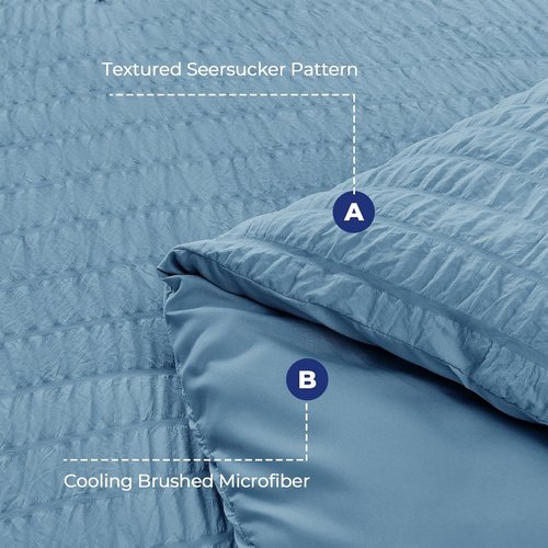 HYMOKEGE King Size Comforter Set - Luxury 7-Piece All-Season Bedding in Mineral Blue with Sheets & Pillowcases