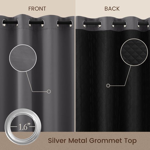 NICETOWN Grey Blackout Curtains 84 Inches Long, Thermal Insulated Soundproof Curtains with Black Liner 2 Panels Set for Bedroom, Room Darkening Drapes for Living Room Window (W52 x L84 Inch)