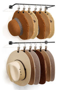 Cowboy Hat Rack for Wall Cowboy Hats Hook with 12 Clips Metal Cowboy Hat Hanger for Bucket Baseball Caps Sunhat Winter Beanies Fedora Hat Organizer Hat Holder on Wall Women Men Closet Black 2 Pcs