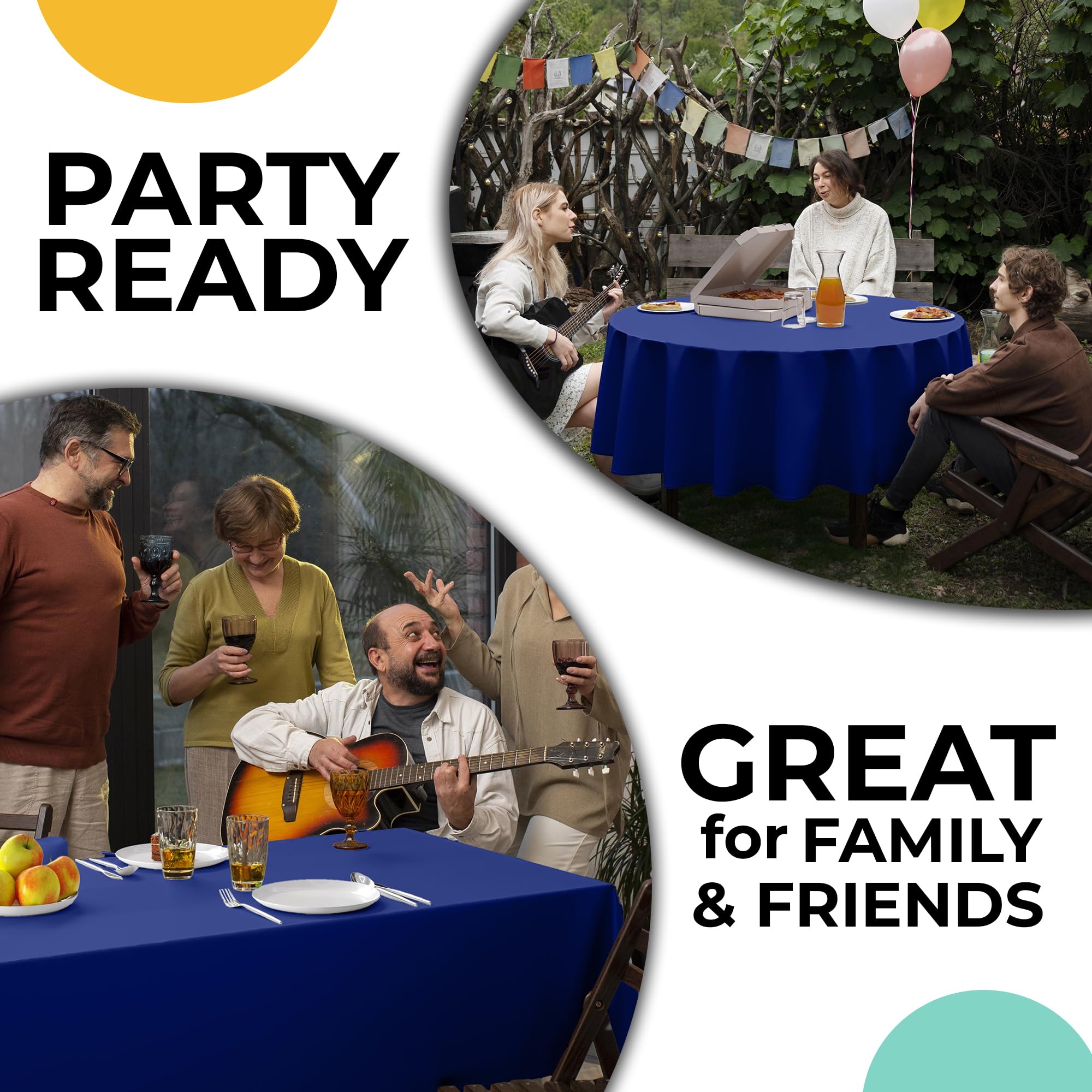 Exquisite Blue Vinyl Tablecloths - 54 in. X 70 in. - Pack of 3 Rectangle Tablecloths with Flannel Backing - Plastic, Reusable & Waterproof