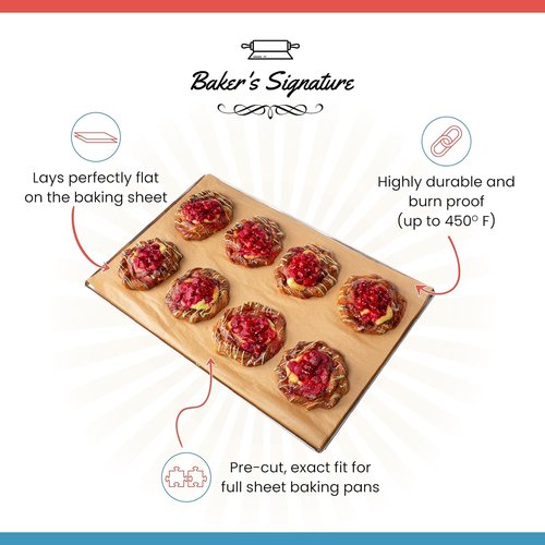 Baker’s Signature Full Sheet Pan Parchment Paper - 16 x 24 Inch, Pack of 120 | Non-Toxic & Silicone Coated