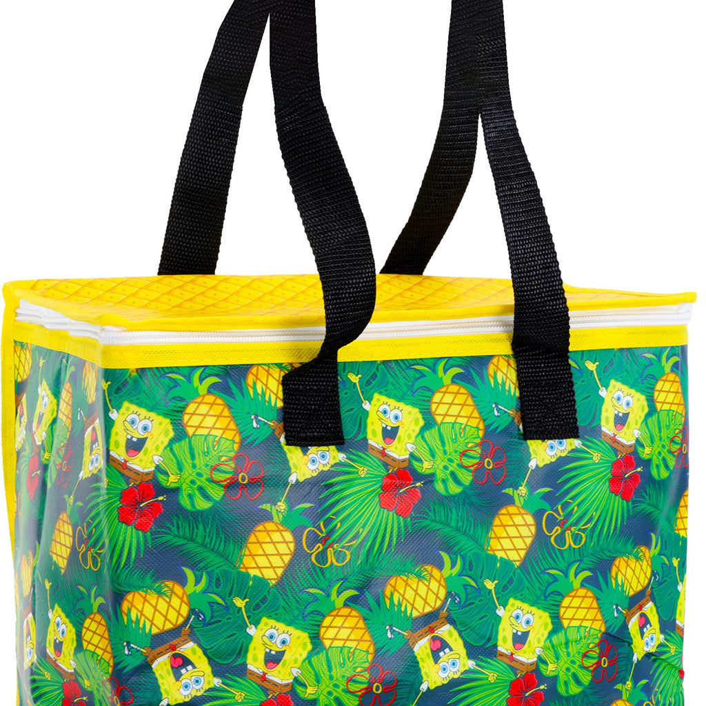 Spongebob Cooler Bag Set - Bundle with Insulated Spongebob Tote Bag for Picnics, Parties, More Plus Spongebob Stickers, Tattoos, More | Spongebob Grocery Bag