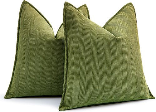 MIULEE Decorative Pillow Covers - Luxurious Soft Chenille in Moss Green | 18x18 Inch Farmhouse Style for Sofa & Bedroom