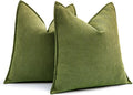 MIULEE Decorative Pillow Covers - Luxurious Soft Chenille in Moss Green | 18x18 Inch Farmhouse Style for Sofa & Bedroom