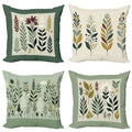 Ambesonne Botanical Throw Pillow Cushion Cover Set of 4, Pleasant Nature Romantic Calm Blossoms Leafy Branches Flourishing, Decorative Accent Double-Sided Printing, 16", Peacock Green Fawn Maroon