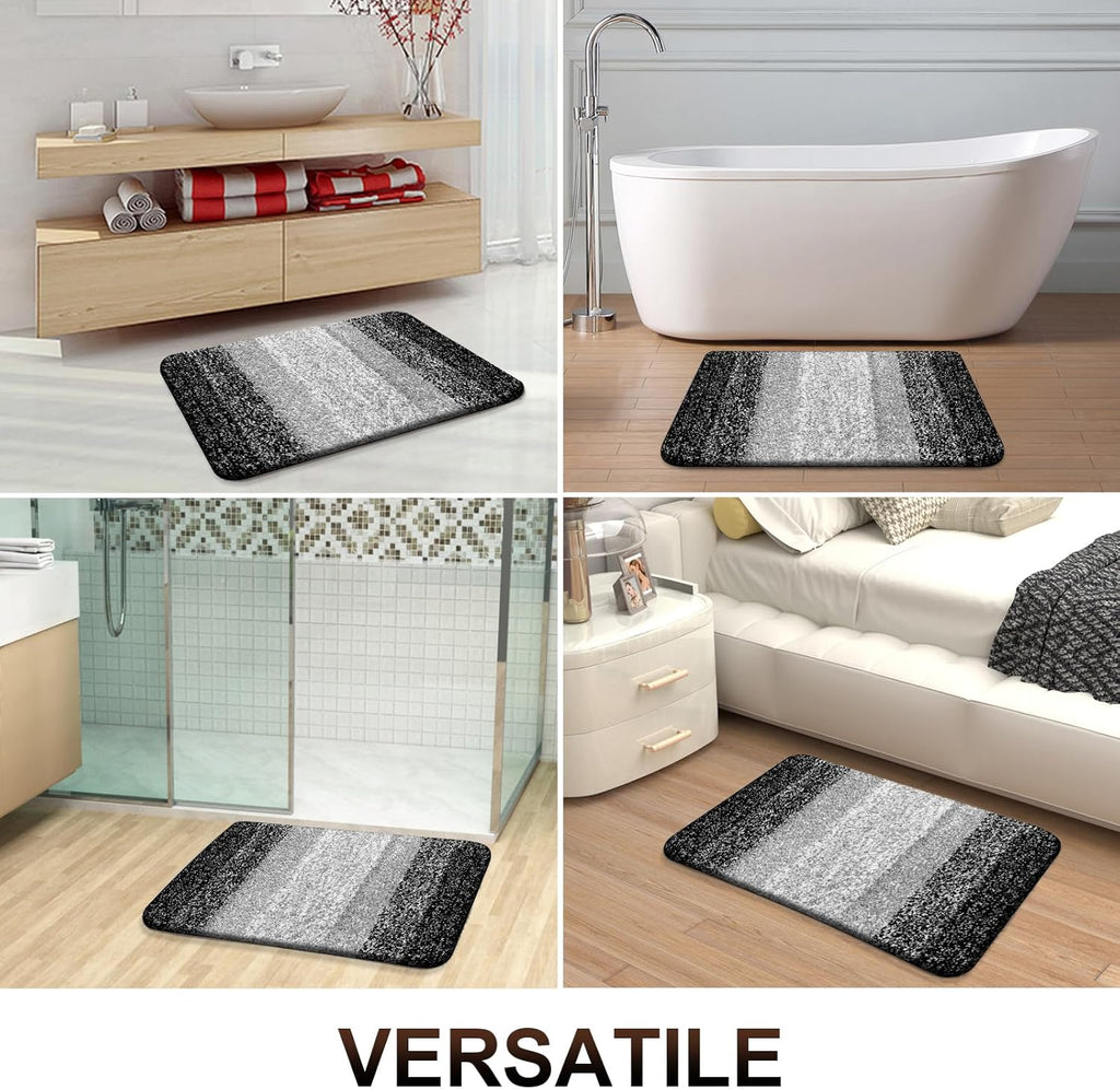 OLANLY Large Bathroom Rugs - Extra Soft Microfiber Mat 40x32 | Quick Dry & Machine Washable, Black