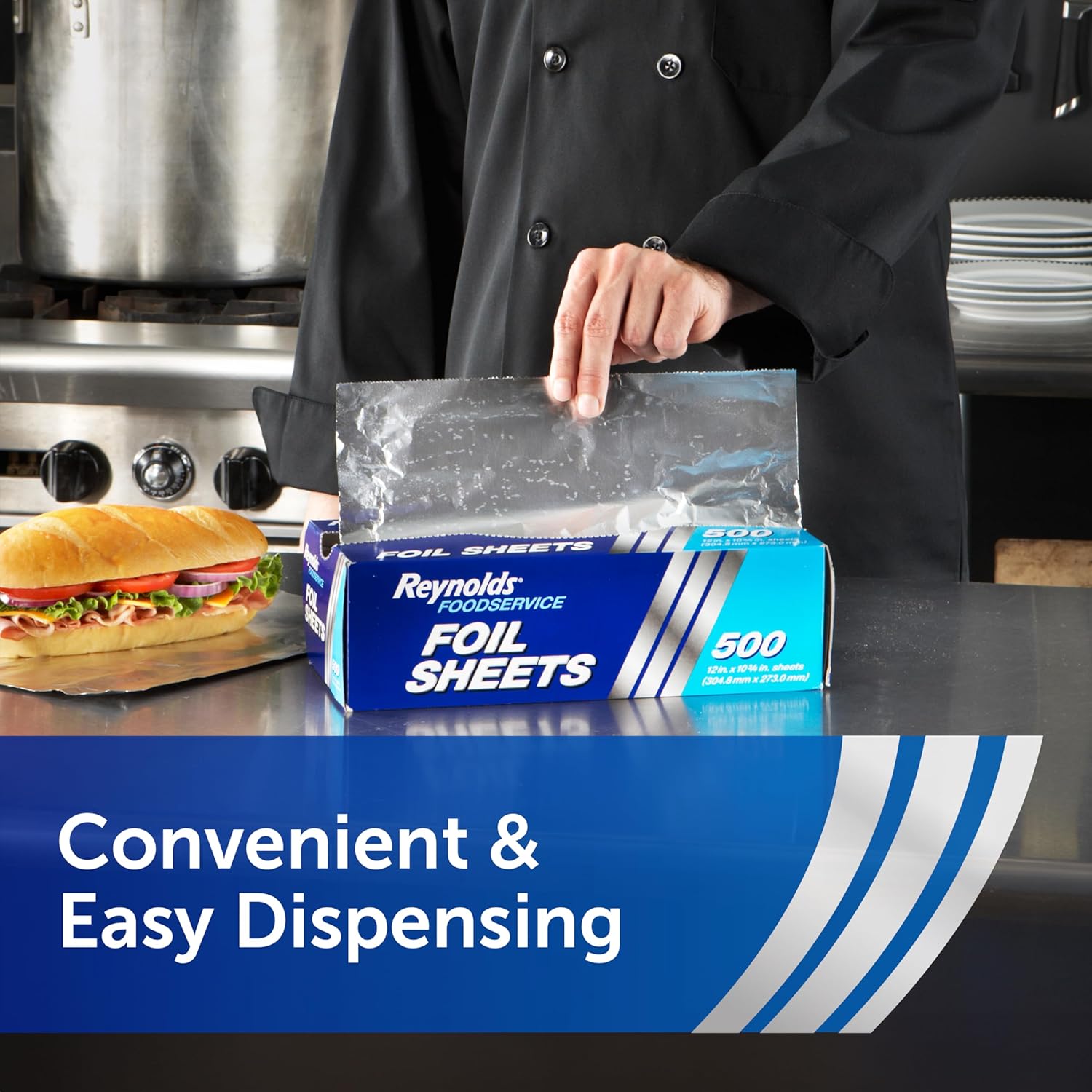 Reynolds Pre-Cut Aluminum Foil Sheets - Perfect for Catering & Concessions | 12 x 10.75 Inches, 500 Ct.