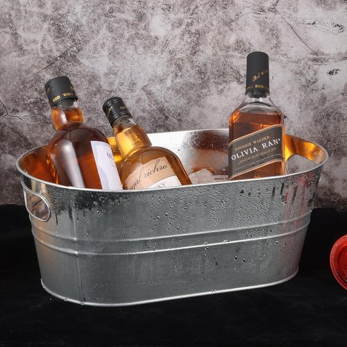 4Pcs 3 Gallon Galvanized Bucket Ice Bucket Large Metal Drink Buckets for Parties Beer Beverage Tub with Scoops for Champagne Cocktails Wine Cooling for Mimosa Bar Supplies