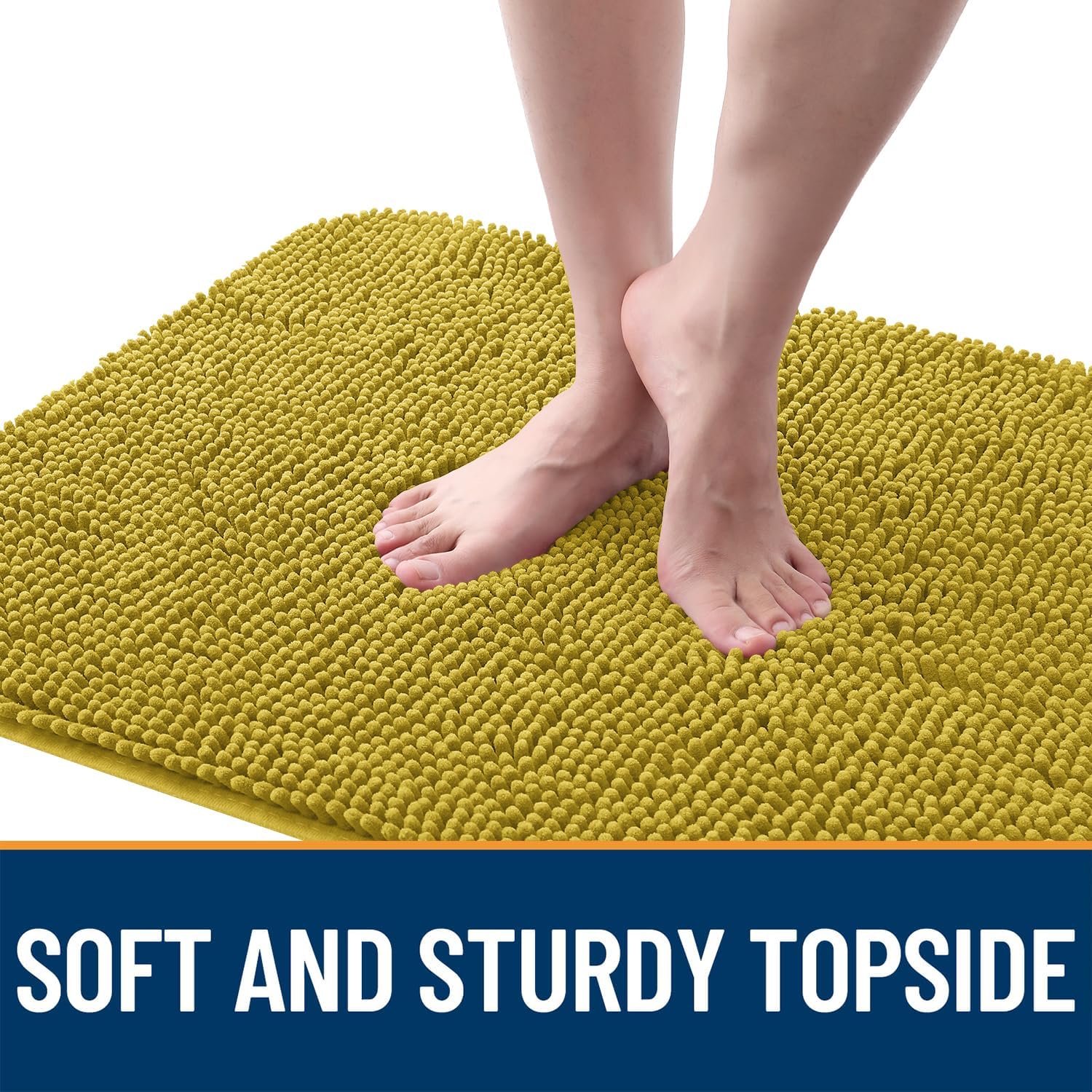 OLANLY Dog Door Mat - Absorbent Non-Slip Washable Doormat for Muddy Paws | 30x20 Mustard Yellow