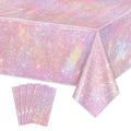 APUXXJUPA Pink Glitter Table Cloth, 4 Pack Light Pink Tablecloths for Girls Young Lady Birthday Party Supplies Bridal Wedding Decorations, 51 x 86 in