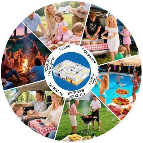 FZDSY Snackle Serving Tray with Lid – Leak-Proof Upgraded Snack Platter for Dips, Sauces, Fruits & Veggies – Airtight Covered Food Tray for BBQ, Picnics, Road Trips & Outdoor Entertaining