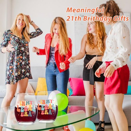 Lamyba 21st Birthday Gifts for Her/Women - In My Legal Era Wine Glass, 21 Year Old Birthday Decorations For Women, 21st birthday Gifts Ideas For Female, Friends, Daughter, Sister, 15oz