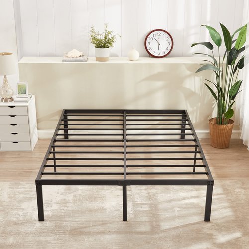 VECELO 16" Full Size Metal Platform Tall Bed Frame,Heavy Duty Steel Slat/Easy Assembly Mattress Foundation/No Box Spring Needed