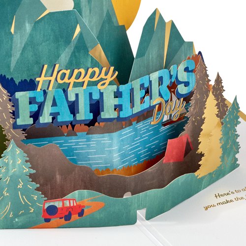 Hallmark Signature Paper Wonder Pop-Up Father's Day Card (Fatherhood Is an Adventure) Mountain, Lake, Trees