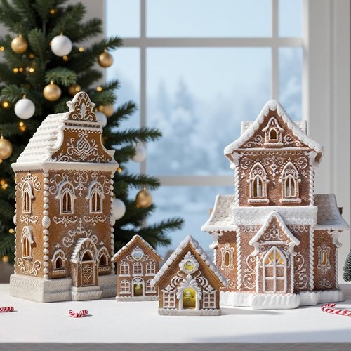 Braxio Gingerbread House Decoration - LED Light Winter Holiday Home Decor Gift, 6.5 x 5.5 x 13.5 Inch
