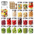 PINIWON 12 oz Mason Jars with Lids and Bands, 20 Pack Regular Mouth Canning Jars, Clear Glass Jars for Canning, Pickling, Food Storage, DIY Projects, 36 Labels, Brush & String Included
