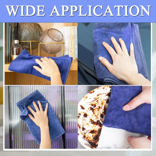 CODOHI 6 Pcs Extra Large Microfiber Cleaning Cloth, 20" x 30" Washable Reusable Large Floor Cloth Rags, Microfiber Towels for Mop Cleaning Office Bathrooms Housekeeping (Blue, White)