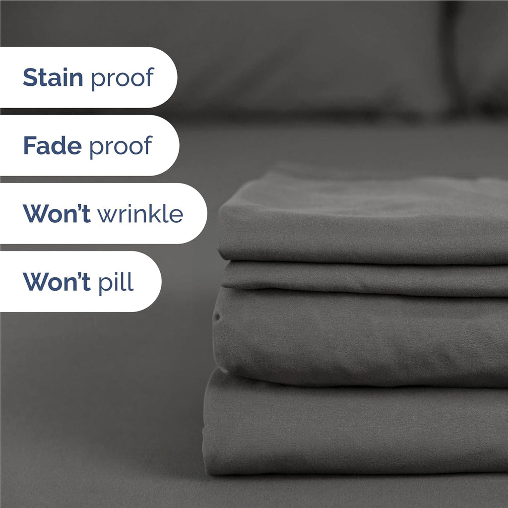 Regine Switzerland Twin XL Sheet Set - Comfy Cooling Bedding for All - Deep Pockets, Soft & Wrinkle-Free - Charcoal
