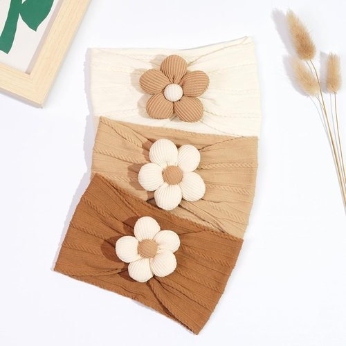 CÉLLOT Baby Flower Headbands - 5 Pcs Soft Nylon Hair Accessories for Newborns & Toddlers
