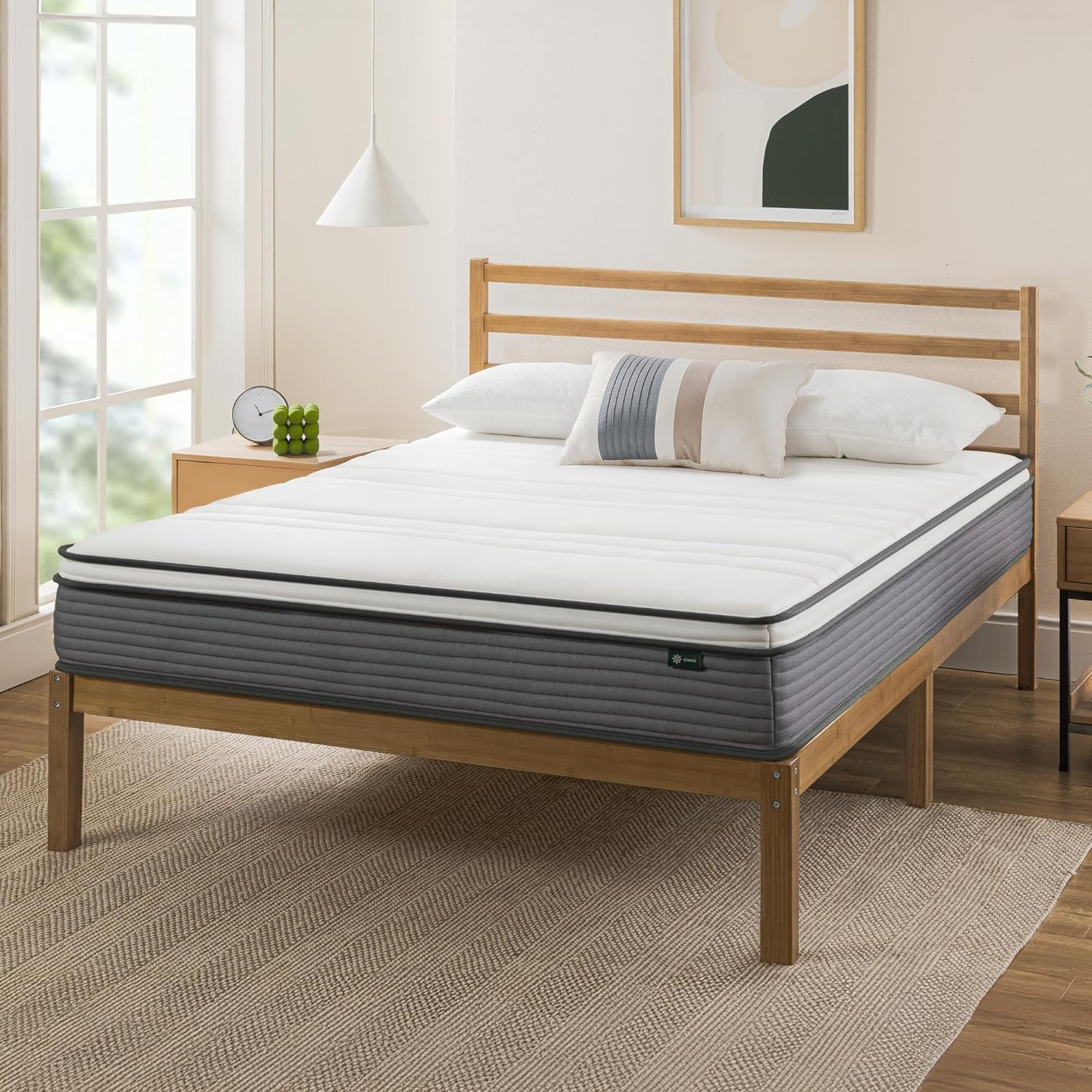 ZINUS 10 Inch True Support Hybrid Mattress - Queen Size, Medium Feel, Fiberglass Free, Motion Isolation