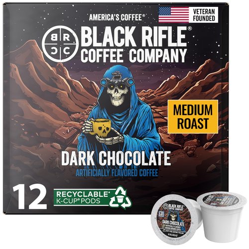 Black Rifle Coffee Company Dark Chocolate K-Cups, Rounds 12-count– Rich Dark Chocolate Favor Blended with Bold Roast in Convenient Pods