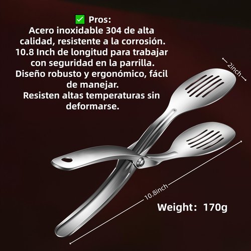 Huakai Kitchen Metal Tongs, Heat-Resistant 600°C Stainless Steel Cooking Tongs, Perfect for Food, Steak,Bread,Pizza,Salads and BBQ,Stable Clamping and Flipping Performance.