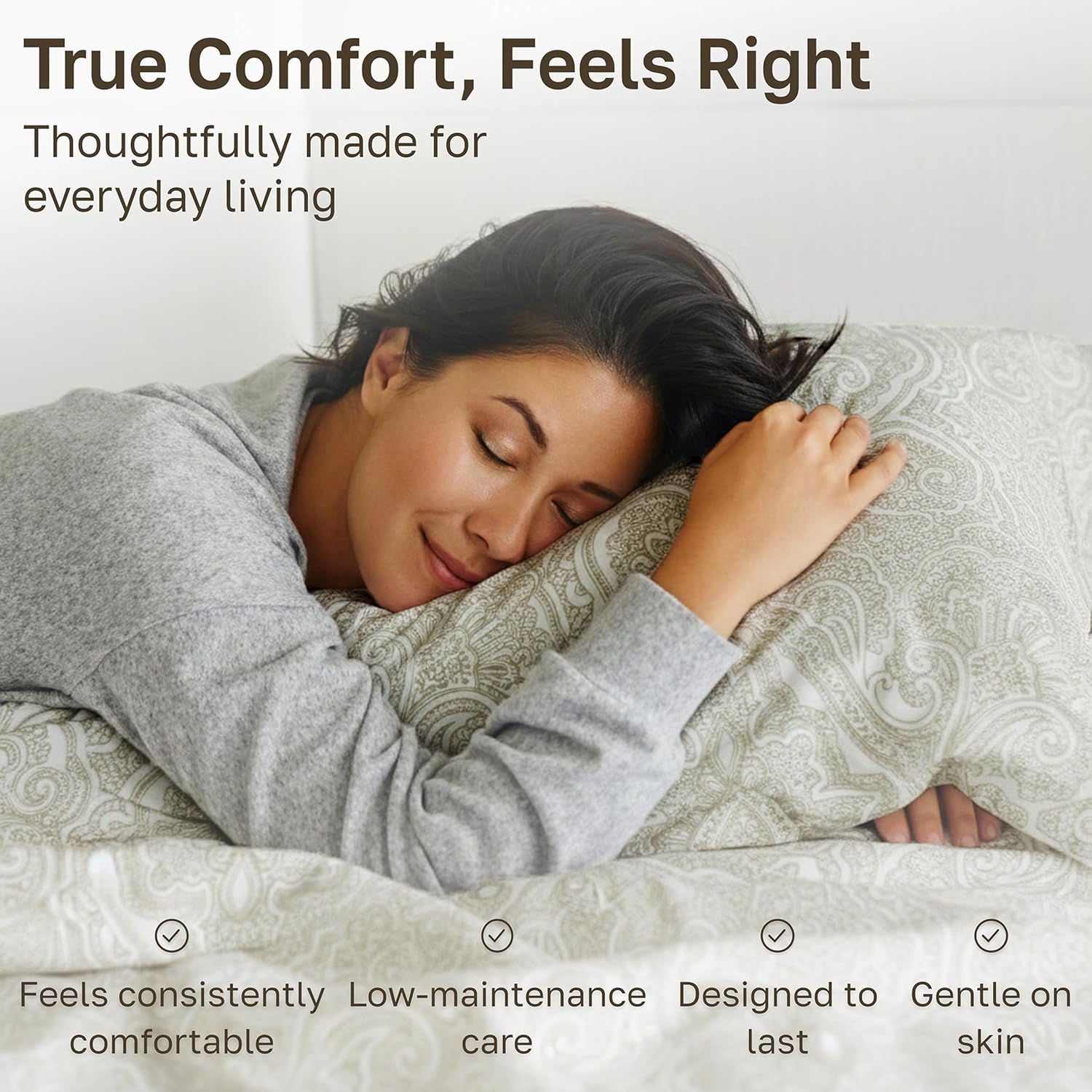 California Design Den King Size Cotton Sheets Set - 100% Soft Cotton, 400 TC, Award-Winning Sateen Finish, Paisley Beige
