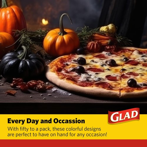 Glad Square Disposable Paper Plates, Falling Foliage Pattern - Strong, Sturdy, Soak Proof, and Microwavable Decorative Plates for Dinner and Everyday Use, 10 Inch, 50 Count