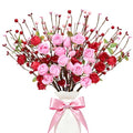 MAINGKAUNG Valentines Day Decorations 12 Pack Valentines Day Artificial Flowers 17 Inch Valentine's Picks with Red Roses Flower Pink Love Heart Berries for Valentine Wedding Anniversary Party Decor