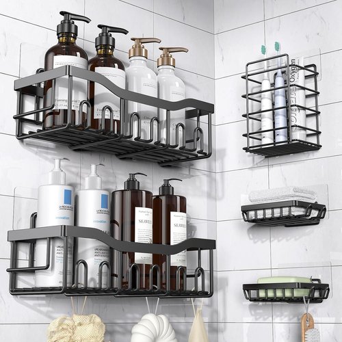 EUDELE Shower Caddy - 5 Pack Rustproof Stainless Steel Organizers | No Drilling, Large Capacity for Bathroom Storage