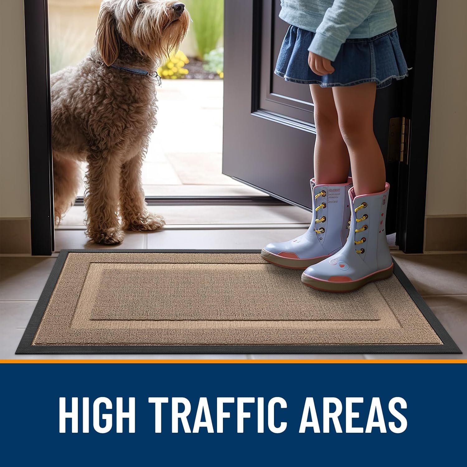 OLANLY Indoor Outdoor Doormat - Waterproof All-Season Rubber Mat | Low Profile, Easy Clean, 29.5x17 Mocha