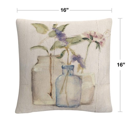 Trademark Fine Art Blossoms on Birch I by Cheri Blum, 16x16 Decorative Throw Pillow