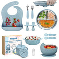 13 Pack Silicone Baby Feeding Set, BPA-Free Stainless Steel Toddler Feeding Supplies, Include Suction Plates, Baby Bowls, Silicone Fork & Spoon, and More, First Stage Baby Dish Set - 6+ Months